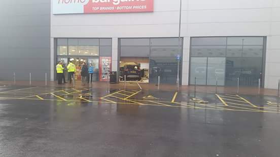 Smash and Grab in Crosshands Home Bargains 1